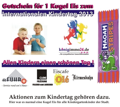 Gutschein für eine Kugel Eis zum KIndertag 2013